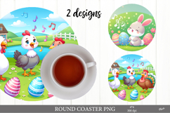 Easter Animal Coaster PNG. Easter Round Coaster Product Image 1