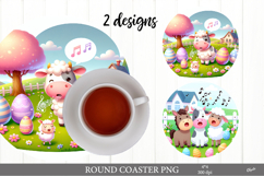 Easter Farm Coaster Sublimation. Easter Round Coaster PNG Product Image 1