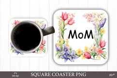 Mom Coaster Sublimation PNG. Square Coaster PNG Product Image 1