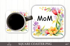 Mom Coaster Sublimation PNG. Mother Day Coaster PNG Product Image 1