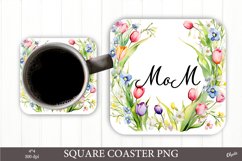 Mom Flower Coaster Sublimation PNG. Spring Coaster PNG Product Image 1