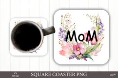 Mom Coaster Sublimation PNG. Square Coaster Product Image 1