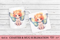 Cute Fairy Sublimation PNG. Coaster and Mug Sublimation PNG Product Image 1