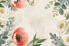 Red And White Watercolor Floral Background Product Image 1