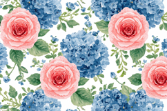 Pink Blue Watercolor Floral Background Product Image 1