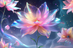 Neon Crystal Floral Background Wallpaper Product Image 1