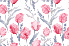 Handmade Pink Watercolor Tulips Background Wallpaper Product Image 1