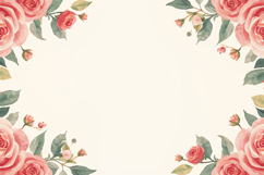 Pink Roses Floral Frame Background Wallpaper Product Image 1