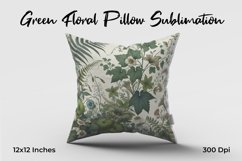 Green Floral Pillow Sublimation Product Image 1