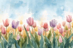 Watercolor Tulips Background Wallpaper Product Image 1
