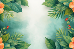 Tropical Hibiscus Leaf Jungle Frame Background Wallpaper Product Image 1