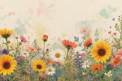Watercolor Colorful Field Floral Background Product Image 1