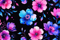 Neon Color Floral Background Wallpaper Product Image 1