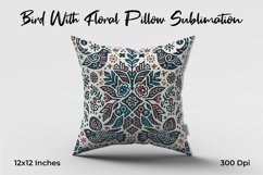 Bird With Floral Pillow Sublimation Product Image 1