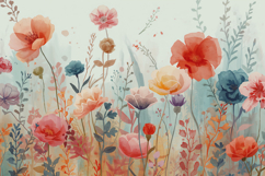 Watercolor Wildflower Meadow Background Wallpaper Product Image 1