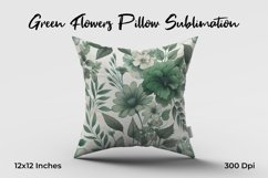 Green Flowers Pillow Sublimation Product Image 1