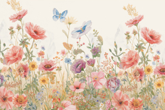 Watercolor Flower Field Background Wallpaper Product Image 1