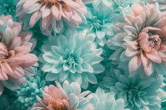 Teal And Pink Floral Background Wallpaper Product Image 1