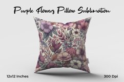Purple Flowers Pillow Sublimation Product Image 1