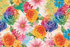 Vibrant Watercolor Floral Background Wallpaper Product Image 1