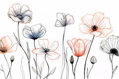 Watercolor Outline Floral Background Wallpaper Product Image 1