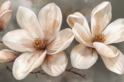 Magnolias Flowers Background Wallpaper Product Image 1