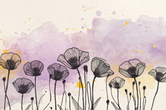 Black Watercolor Floral Background Product Image 1