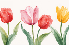 Watercolor Tulips Background Wallpaper Product Image 1