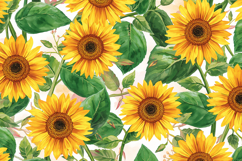 Watercolor Sunflower Pattern Background Wallpaper Product Image 1