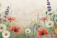 Watercolor Wild Floral Background Product Image 1