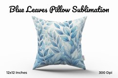 Blue Leaves Pillow Sublimation Product Image 1