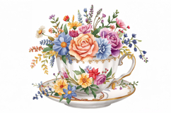 Watercolor Floral With Cup Background Product Image 1