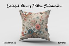Colorful Flowers Pillow Sublimation Product Image 1