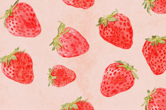 Watercolor Strawberry Pattern Background Wallpaper Product Image 1