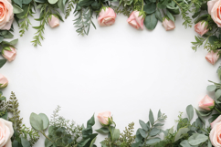 Floral Frame with Pink Roses Background Wallpaper Product Image 1