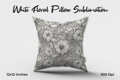 White Floral Pillow Sublimation Product Image 1