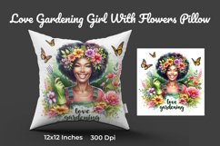 Love Gardening Girl With Flowers Pillow Product Image 1