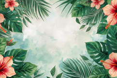 Tropical Hibiscus Leaf Jungle Frame Background Wallpaper Product Image 1