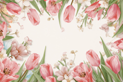 Pink Watercolor Tulips Background Product Image 1
