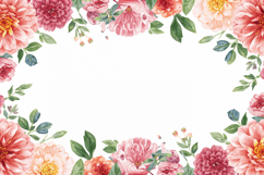 Red Pink Watercolor Floral Frame Background Product Image 1
