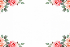 Floral Border White Frame Background Product Image 1