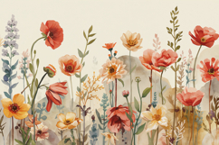 Watercolor Flower Field Background Wallpaper Product Image 1