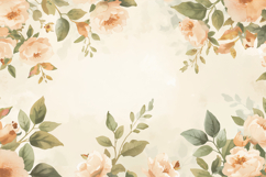Peach Watercolor Flowers Background Wallpaper Product Image 1