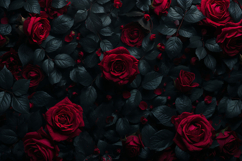 Roses With Dark Leaves Background Wallpaper Product Image 1