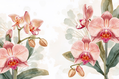 Watercolor Orchids Floral Background Product Image 1