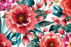 Red And Pink Watercolor Floral Background Wallpaper Product Image 1