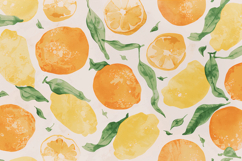 Handmade Watercolor Citrus Fruits Pattern Background Product Image 1