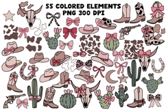 Western Coquette Bow Cowgirl Clipart Set PNG Elements Product Image 2