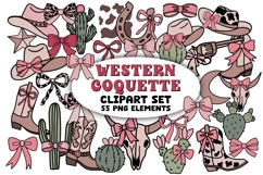 Western Coquette Bow Cowgirl Clipart Set PNG Elements Product Image 1