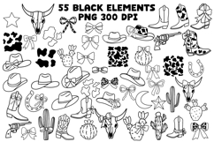 Western Coquette Bow Cowgirl Clipart Set PNG Elements Product Image 4